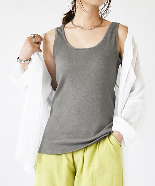 And It and it_ Cotton Rib Tank/Camisole Top with Cups Cup Inner Tank T