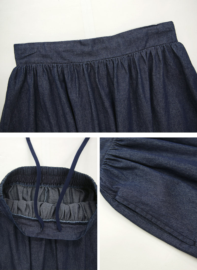 アンドイット and it_ バルーンシルエットライトデニムロングスカート【M】(レディース スカート ロングスカート 綿100% ブルー ネイビー バルーンスカート バルーン ロング ロン (ネイビー(2025年版)) ネイビー(2025年版)