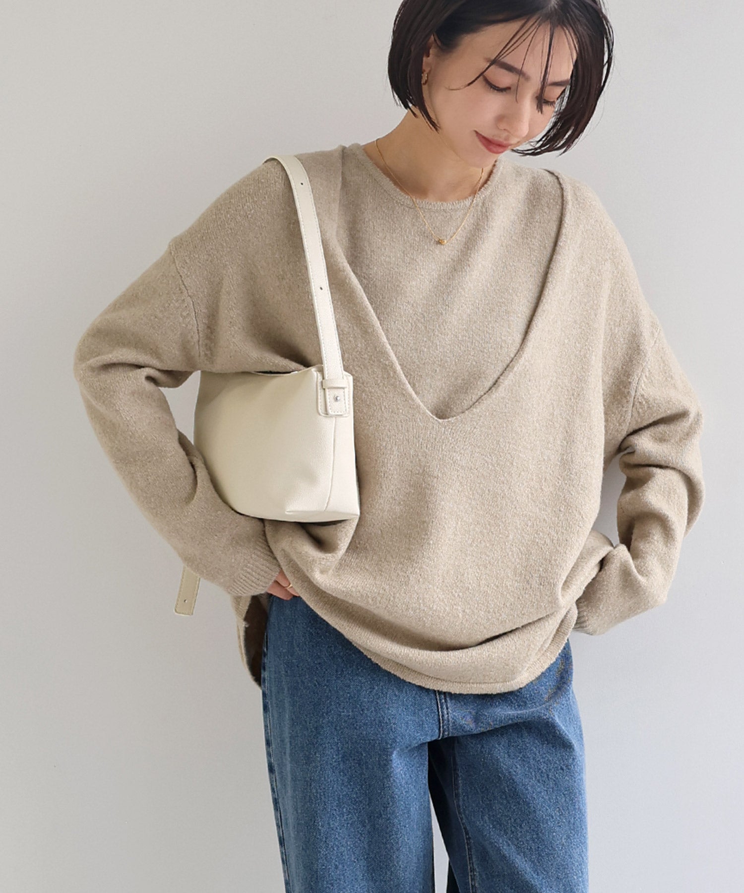 アンドミー andme マルチウェイ バッグ 3WAY evernavy エバーネイビー （アイボリー） アイボリー