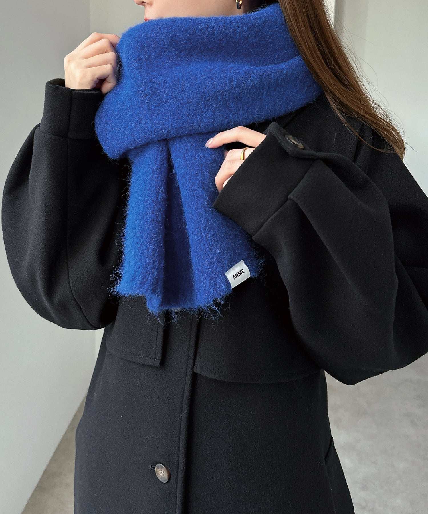 アンドミー andme 羊毛混合 摩海亞似 長款 圍巾