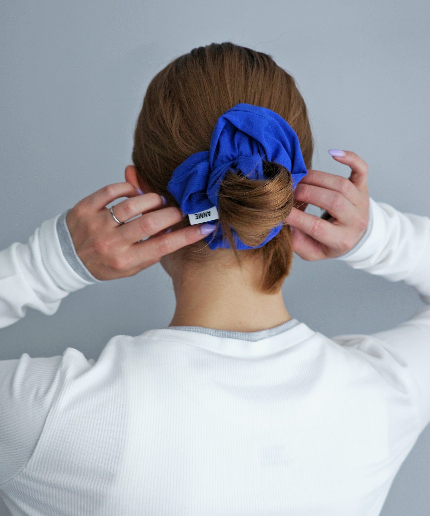 アンドミー andme ANME ボリューム シュシュ 【メタル/コットン】 (ブルー) ブルー