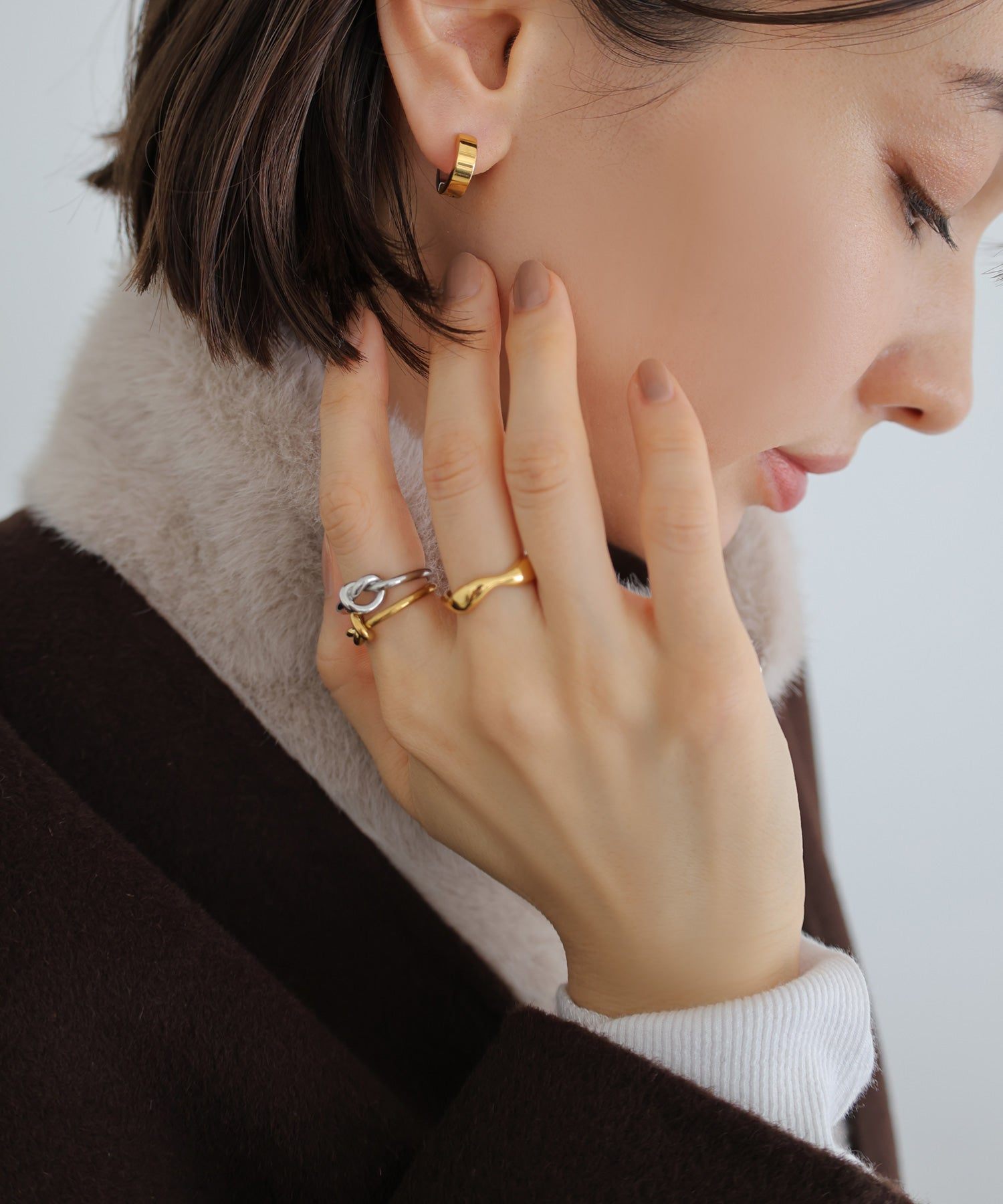 アンドミー andme 【金属アレルギー対応】 ノット リング サージカルステンレス (GOLD) GOLD