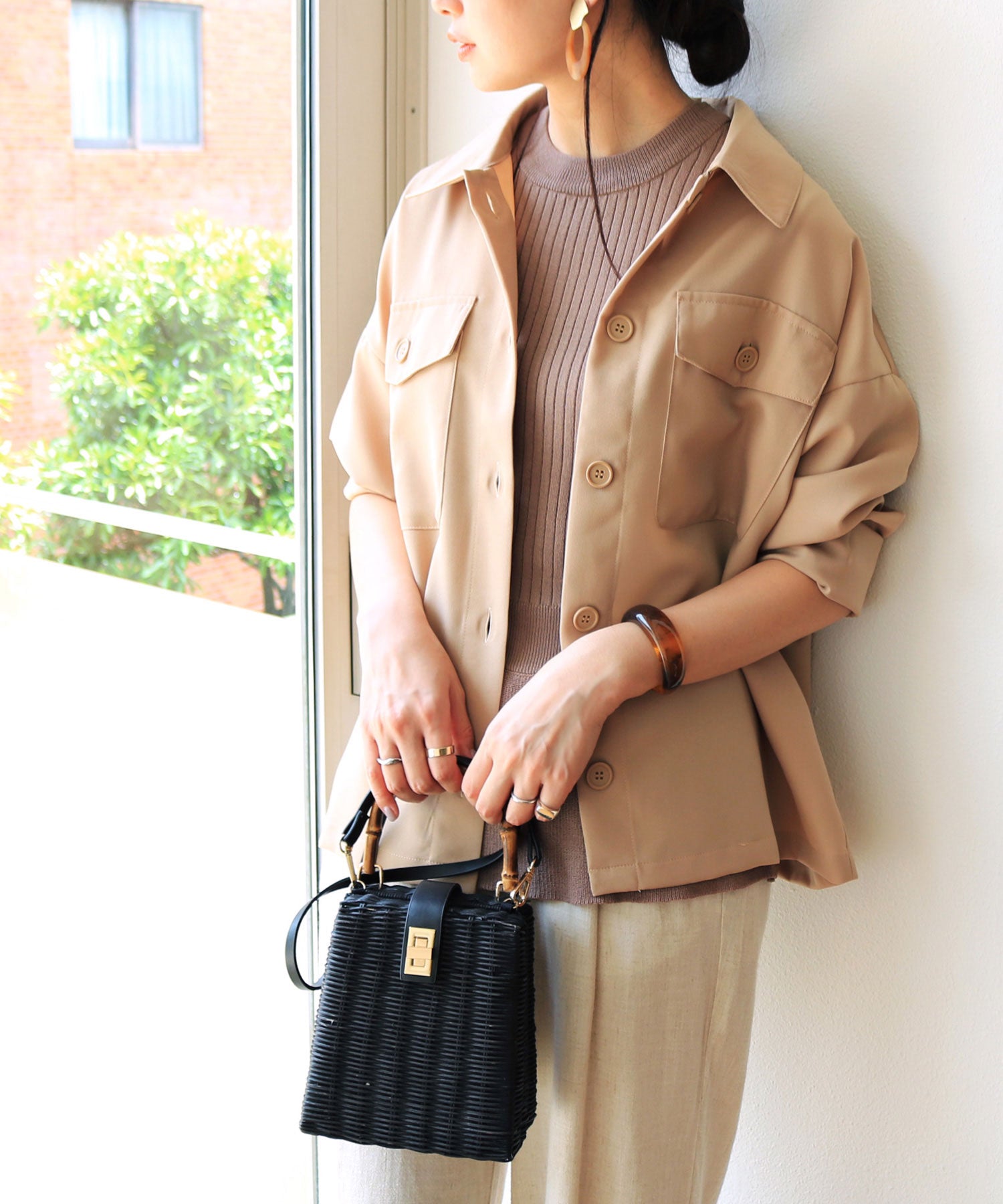 Andme Andme U-3/Stretch不銹色襯衫夾克