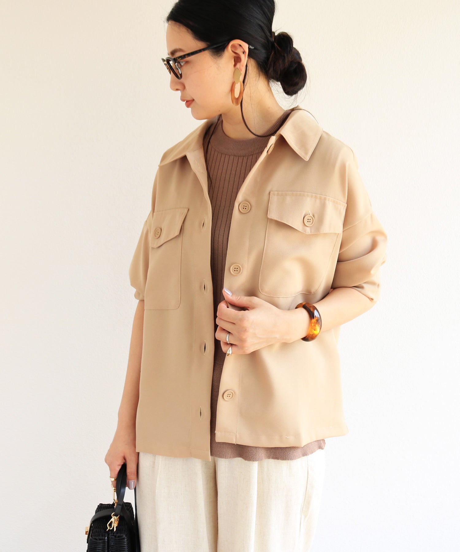 Andme Andme U-3/Stretch不銹色襯衫夾克