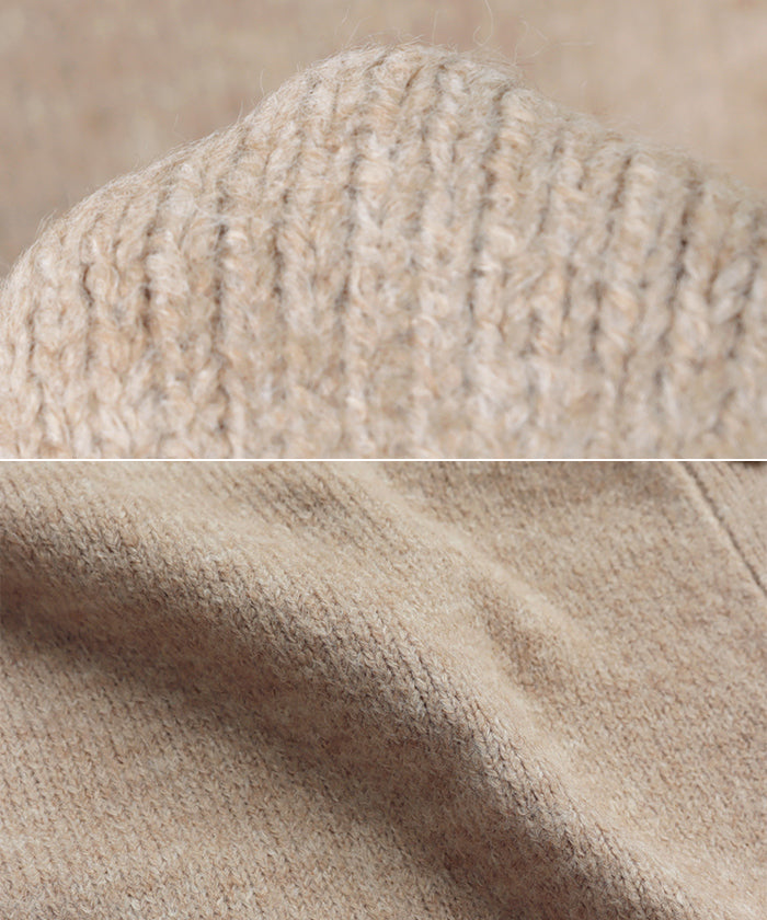 アンドミー andme 天竺編み長袖ニットカーディガン (ブラック) ブラック