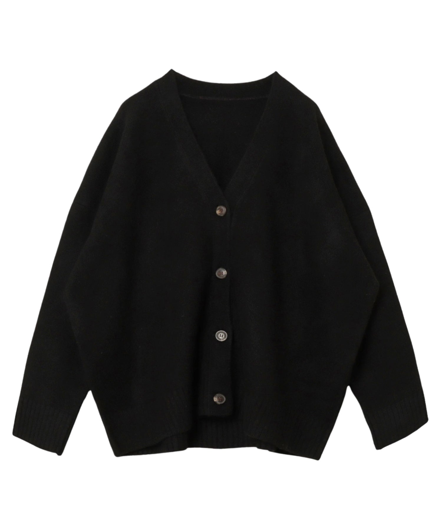 アンドミー andme 天竺編み長袖ニットカーディガン (ブラック) ブラック