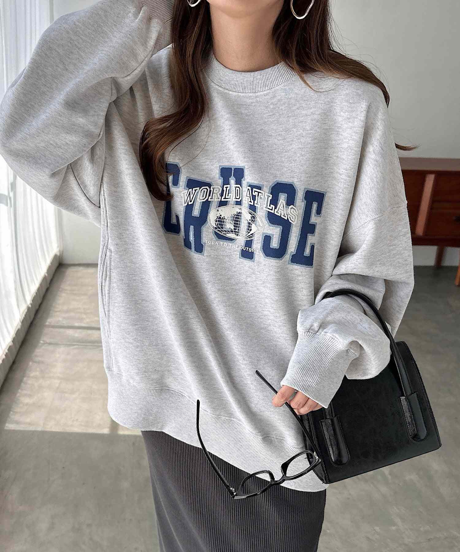 andme CRUISE logo print fleece sweat top