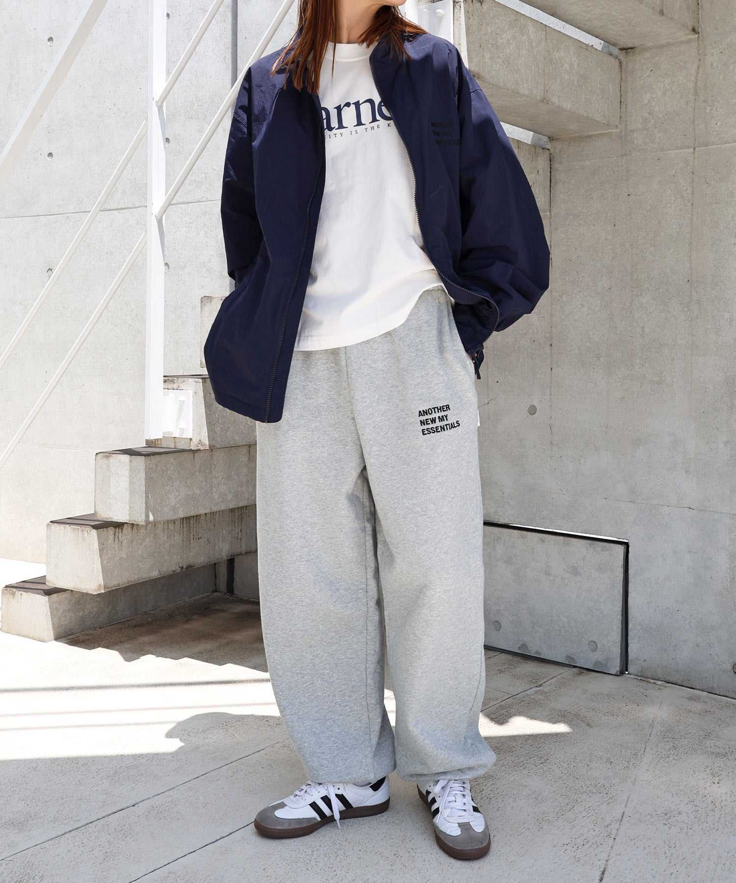 アンドミー andme ANME ロゴ刺繍入り 裏毛 スウェット パンツ (グレー杢) グレー杢