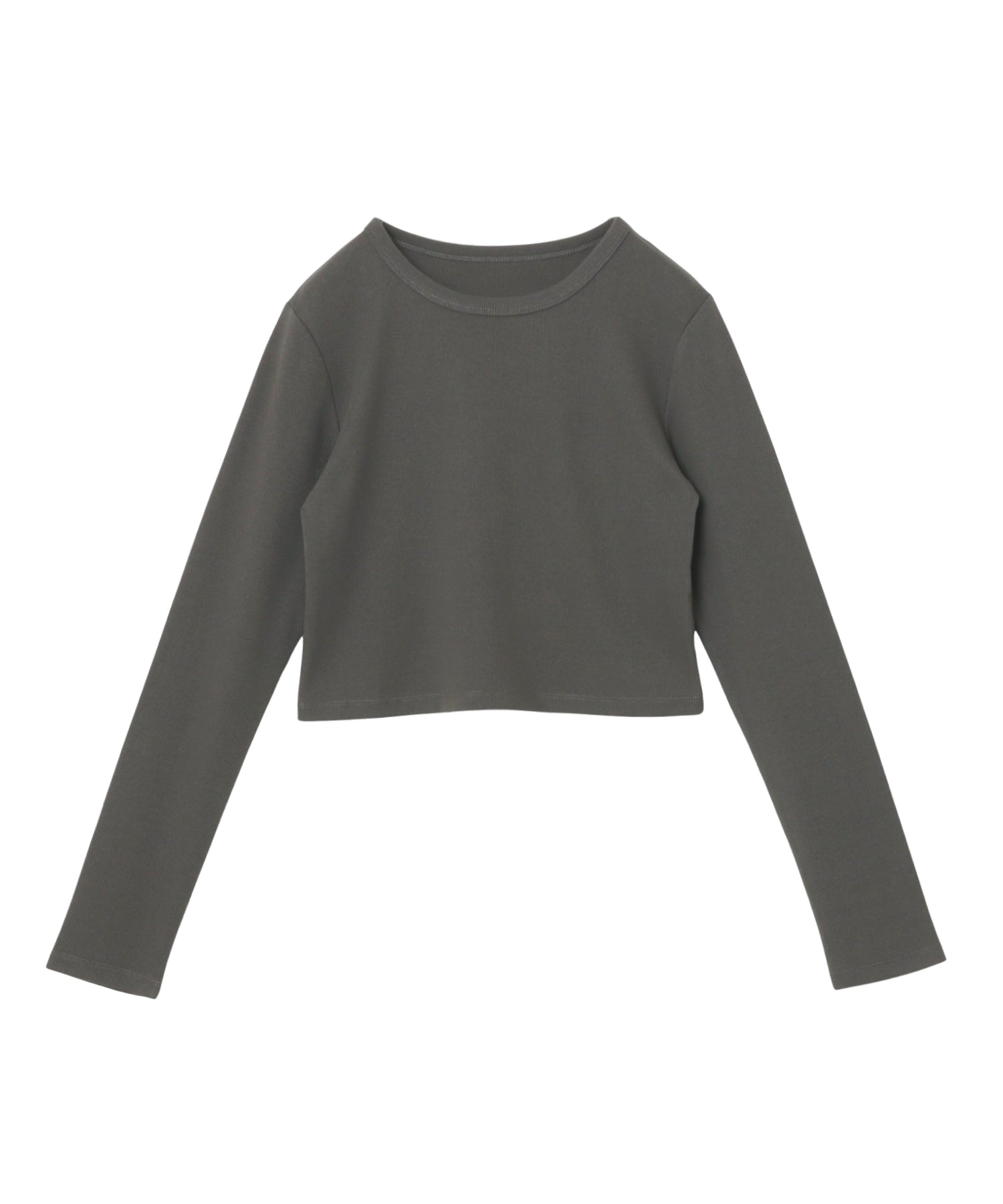 アンドミー andme テレコリブ ショート丈 クルーネック トップス