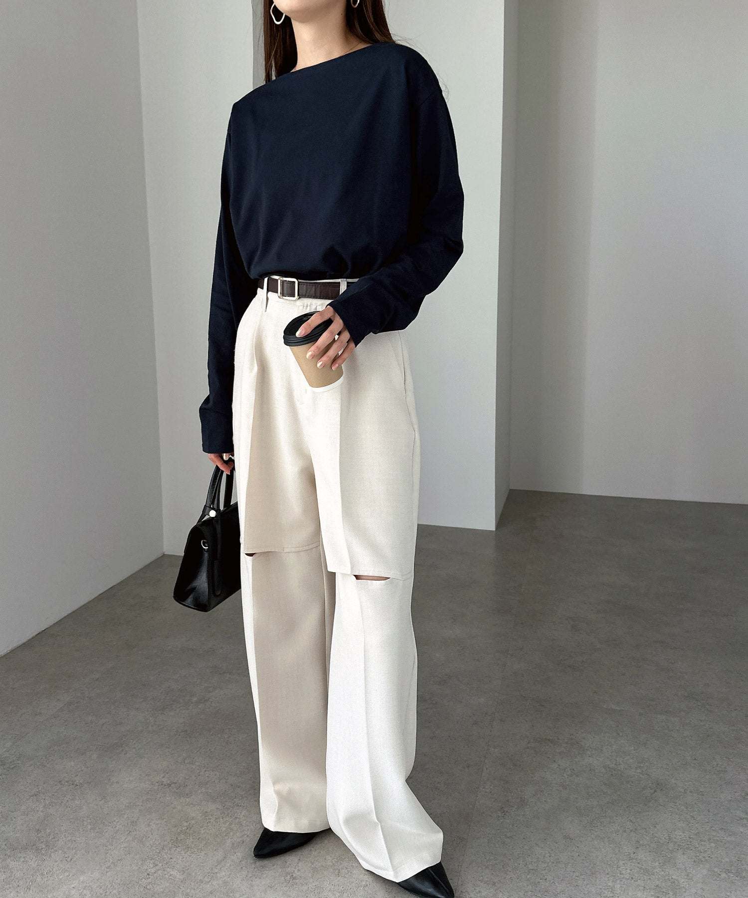 アンドミー andme ボートネック長袖トップス