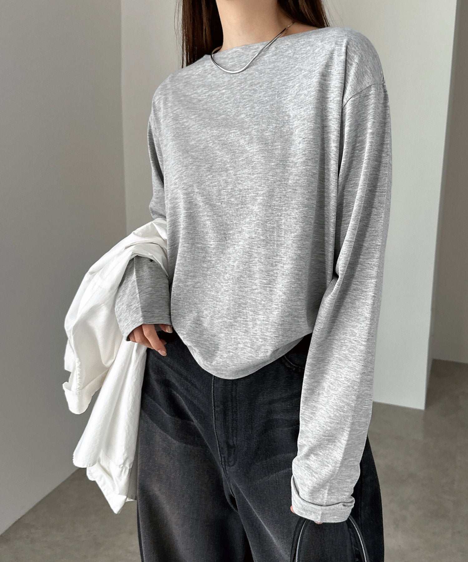 アンドミー andme ボートネック長袖トップス