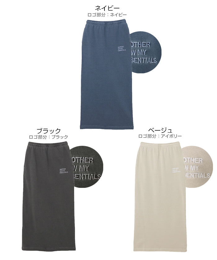 アンドミー andme ピグメント加工 ANME エンブロイダリー ロゴ スウェット タイト スカート (ネイビー) ネイビー