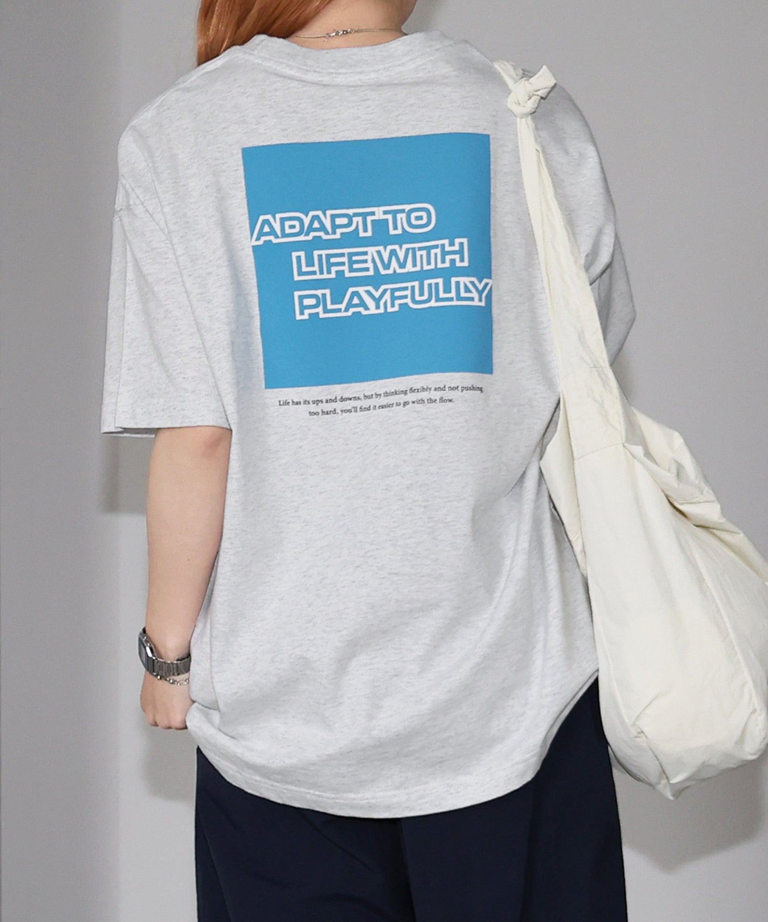 アンドミー andme 企業 ロゴ プリント 半袖 Tシャツ (オートミール杢) オートミール杢