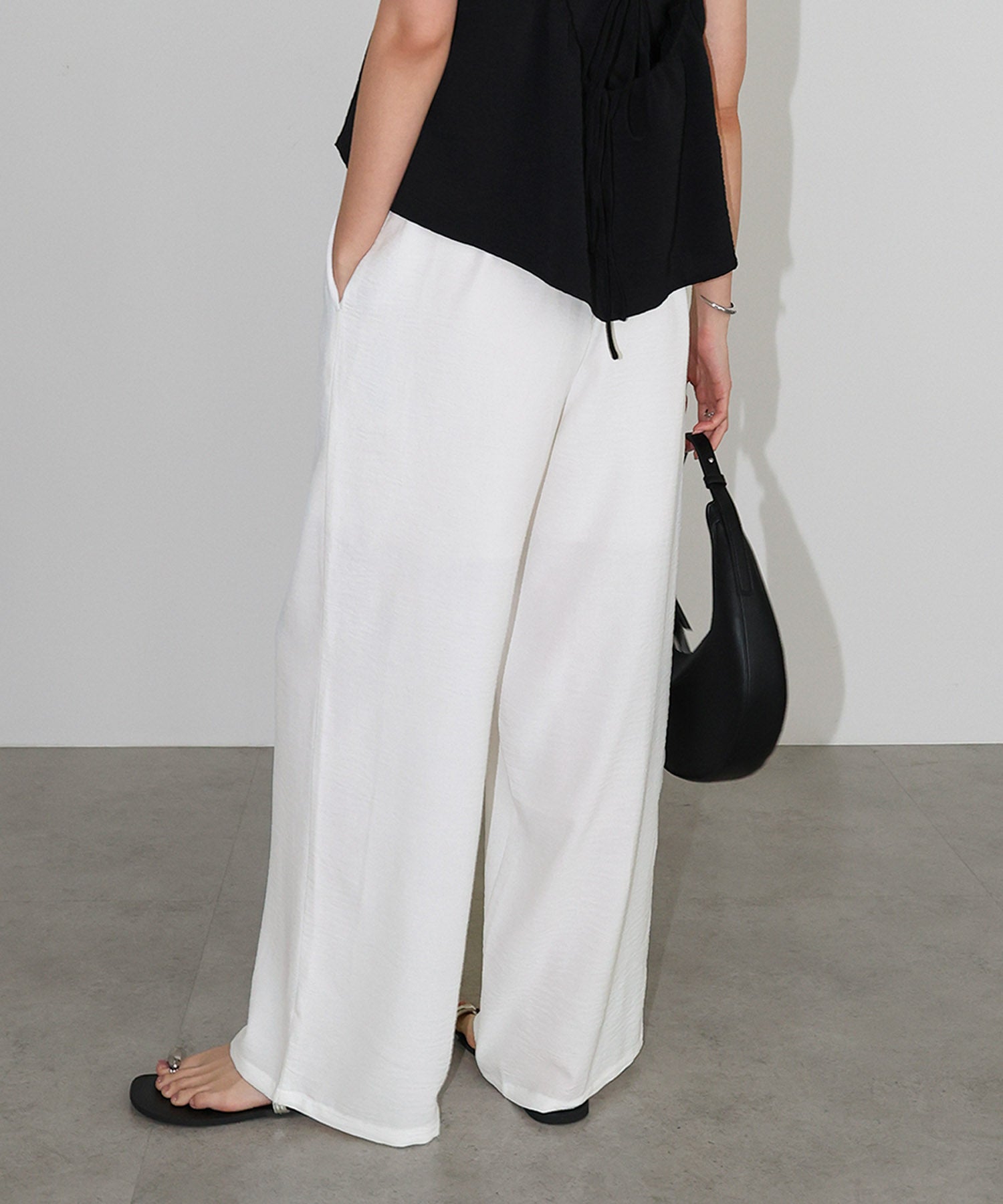 アンドミー andme 接触冷感 イージー ワイド パンツ (オフホワイト) オフホワイト