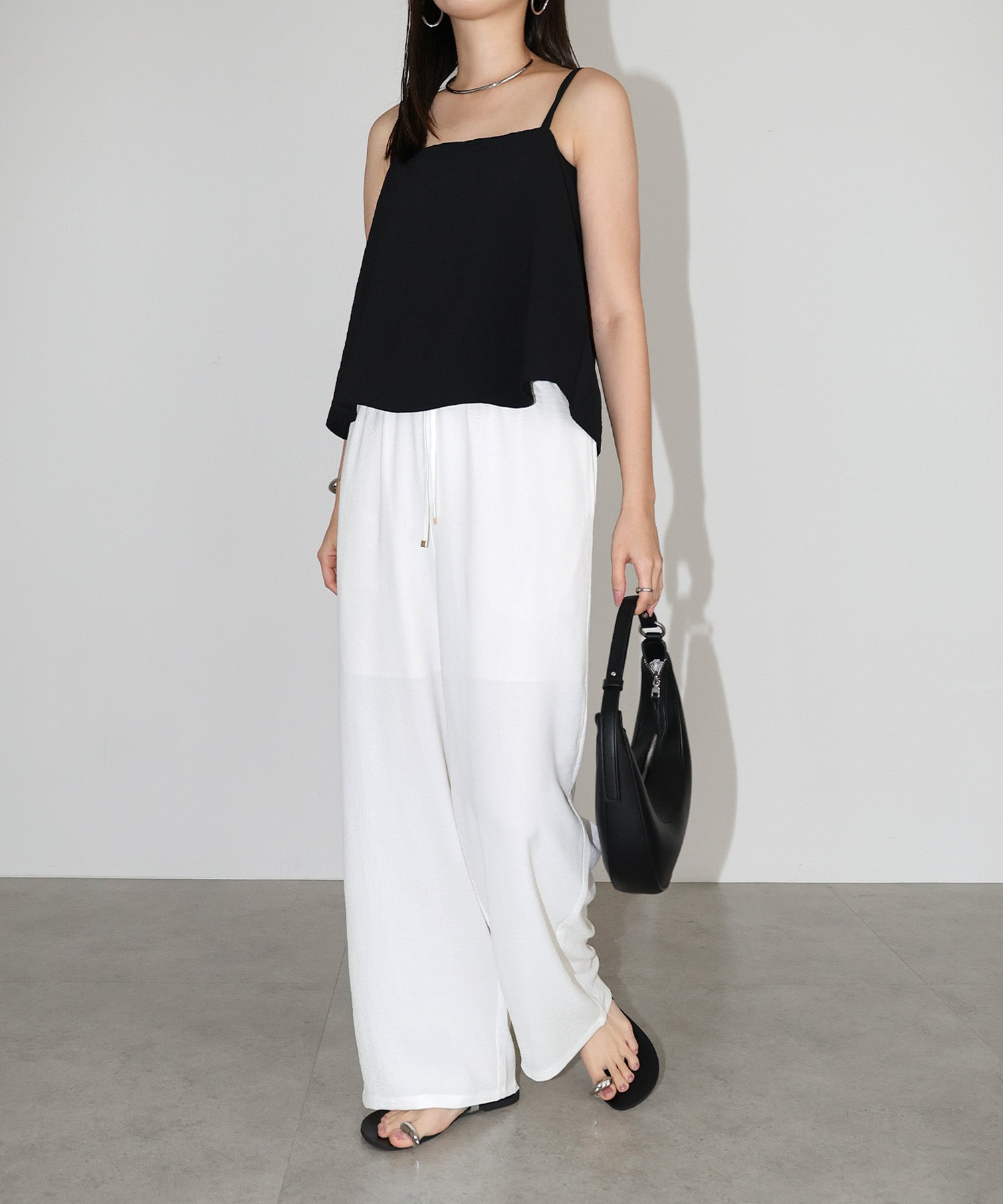 アンドミー andme 接触冷感 イージー ワイド パンツ (オフホワイト) オフホワイト