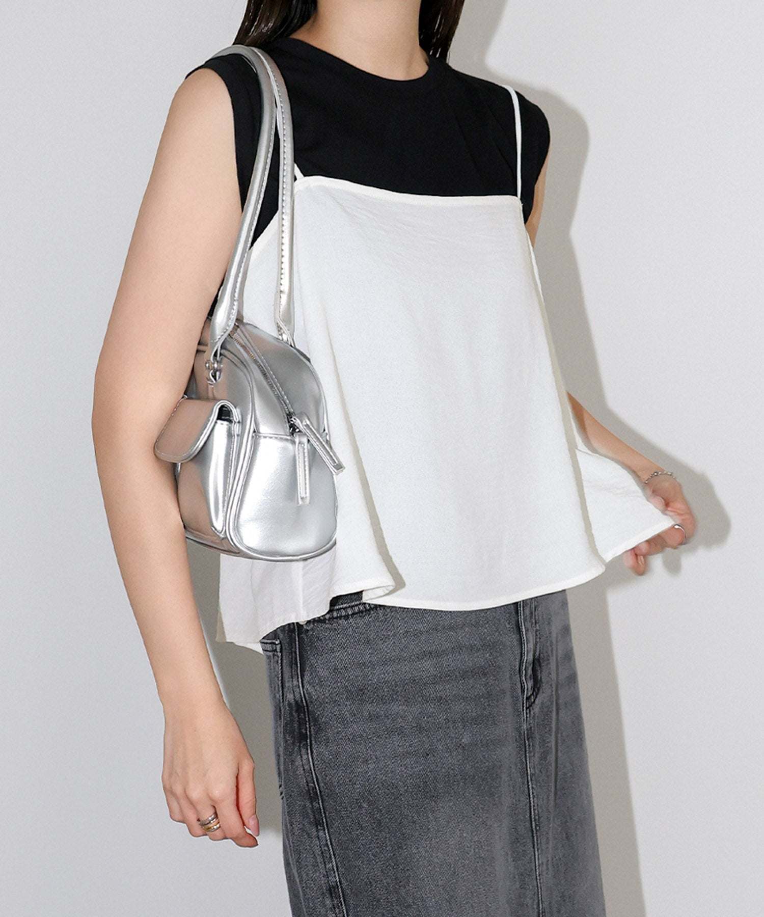 アンドミー andme 接触冷感 バック リボン キャミソール ビスチェ (オフホワイト) オフホワイト