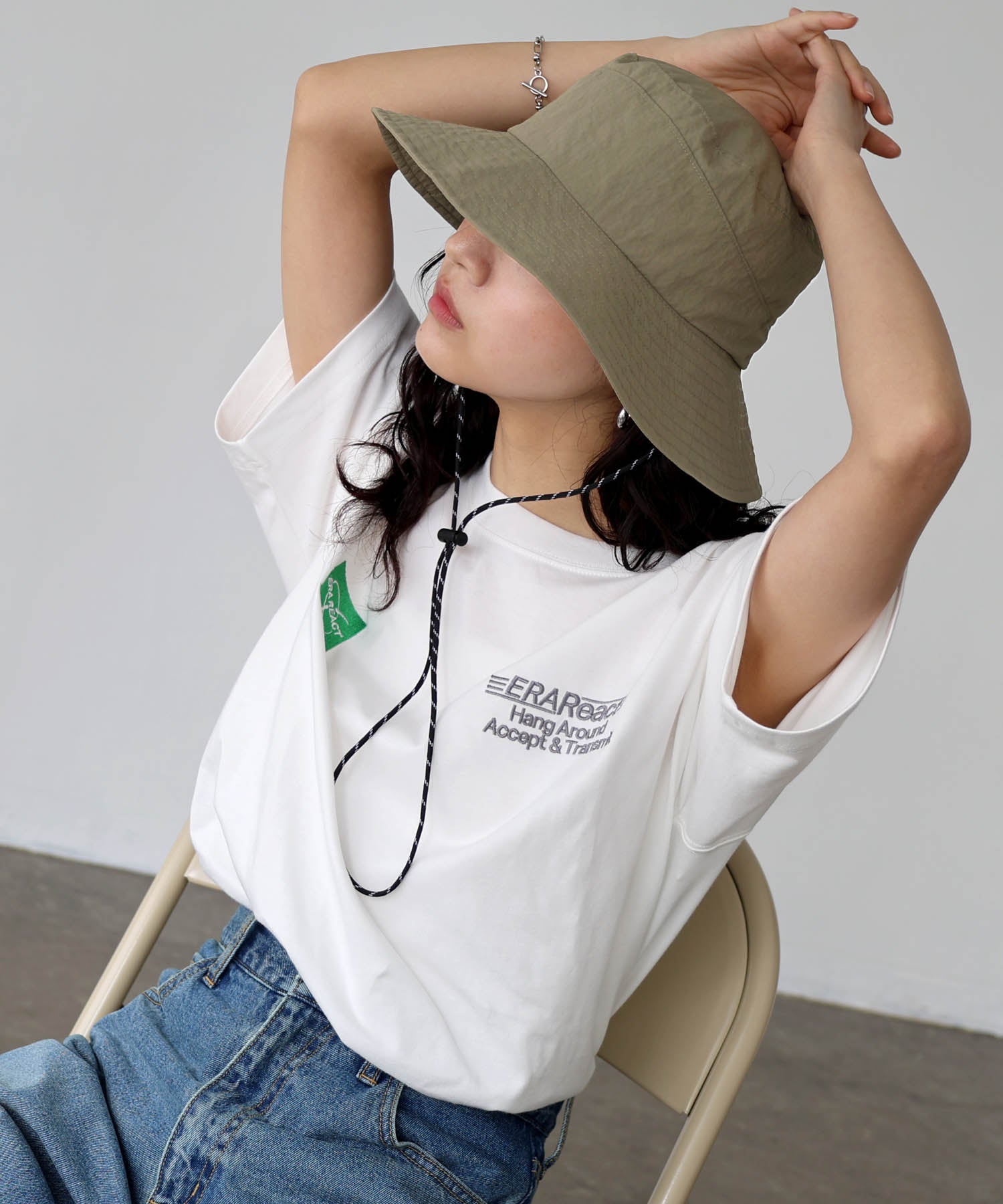 アンドミー andme 接触冷感 UVカット (UPF50+) 撥水加工 ナイロン ハット (ライトカーキ) ライトカーキ