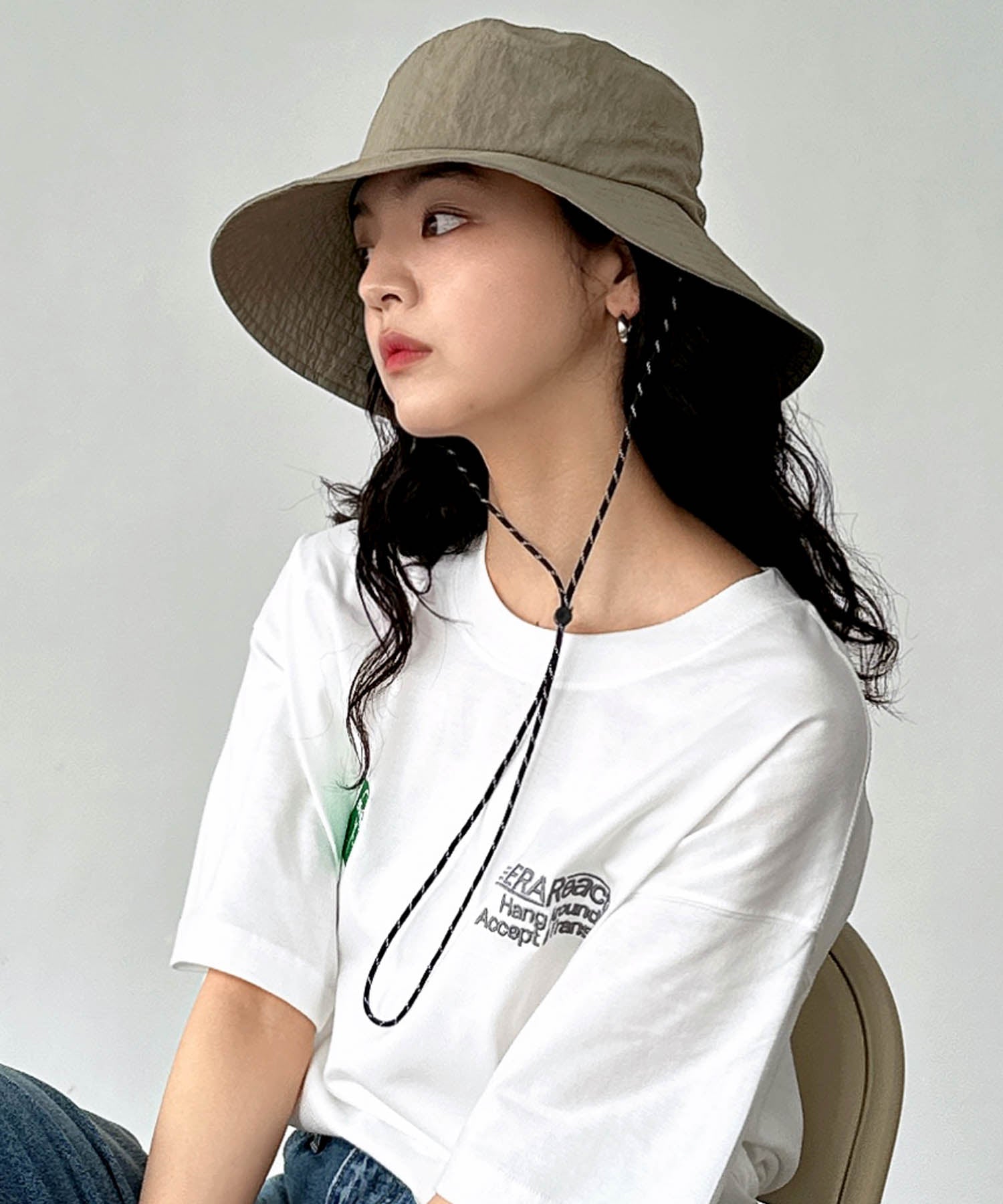 アンドミー andme 接触冷感 UVカット (UPF50+) 撥水加工 ナイロン ハット (ライトカーキ) ライトカーキ