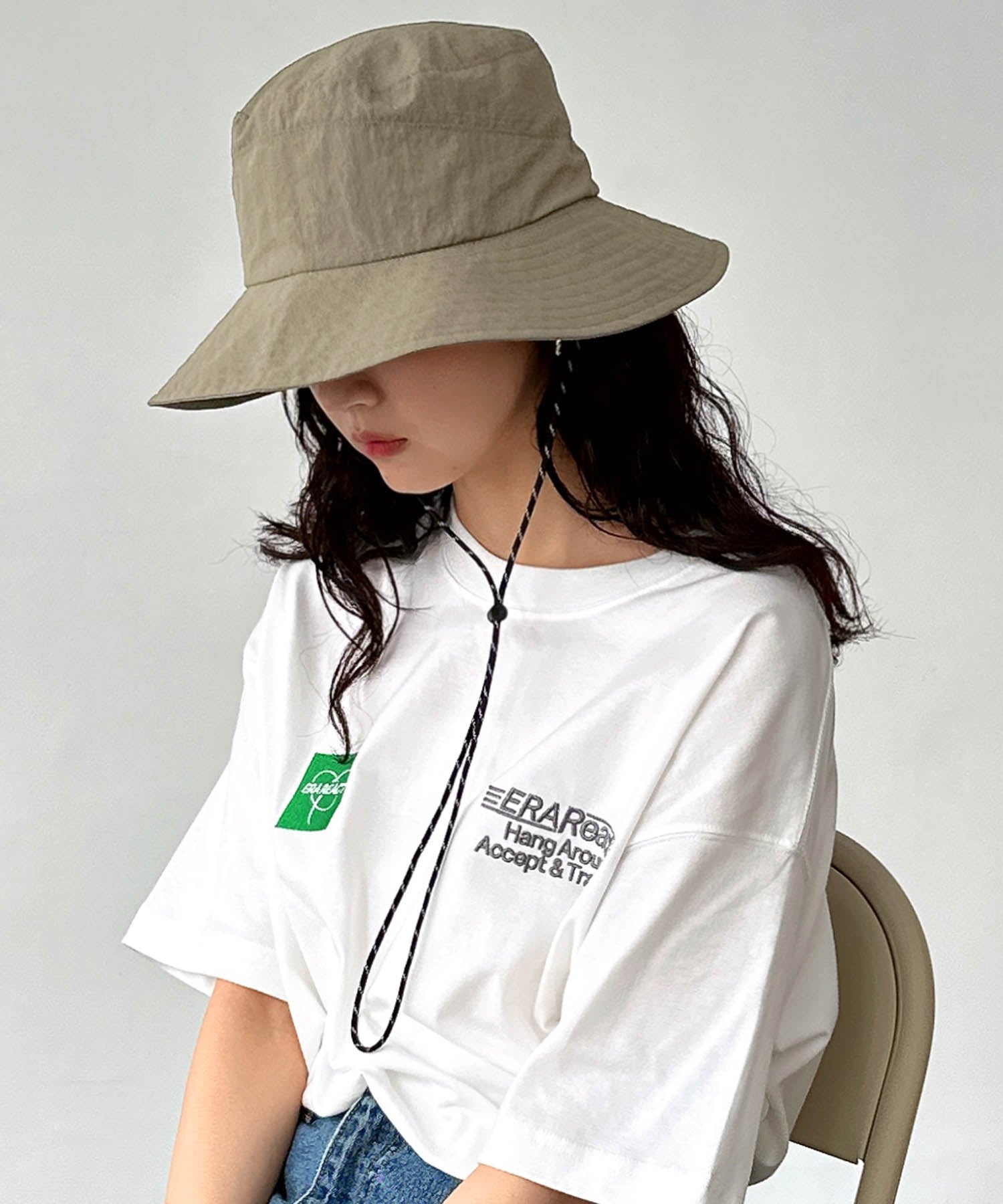 アンドミー andme 接触冷感 UVカット (UPF50+) 撥水加工 ナイロン ハット (ライトカーキ) ライトカーキ