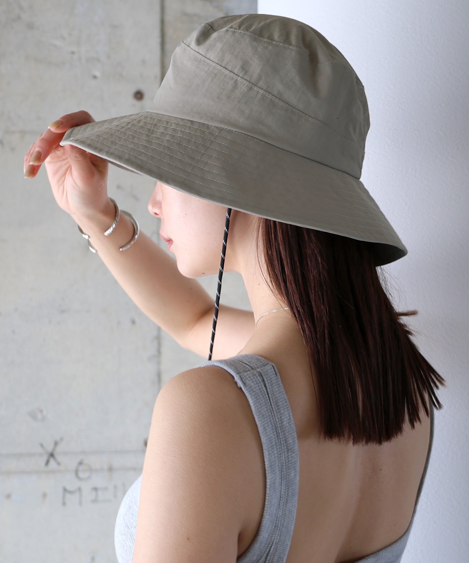 アンドミー andme 接触冷感 UVカット (UPF50+) 撥水加工 ナイロン ハット (グレー) グレー