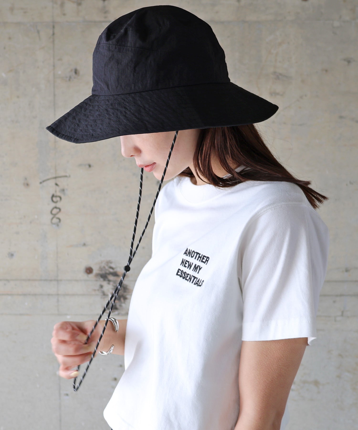 アンドミー andme 接触冷感 UVカット (UPF50+) 撥水加工 ナイロン ハット (ブラック) ブラック