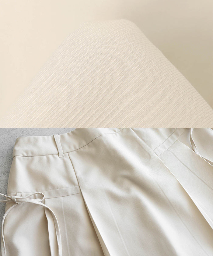 アンドミー andme サイド リボン プリーツ レイヤード ミニ スカパン (グレー) グレー