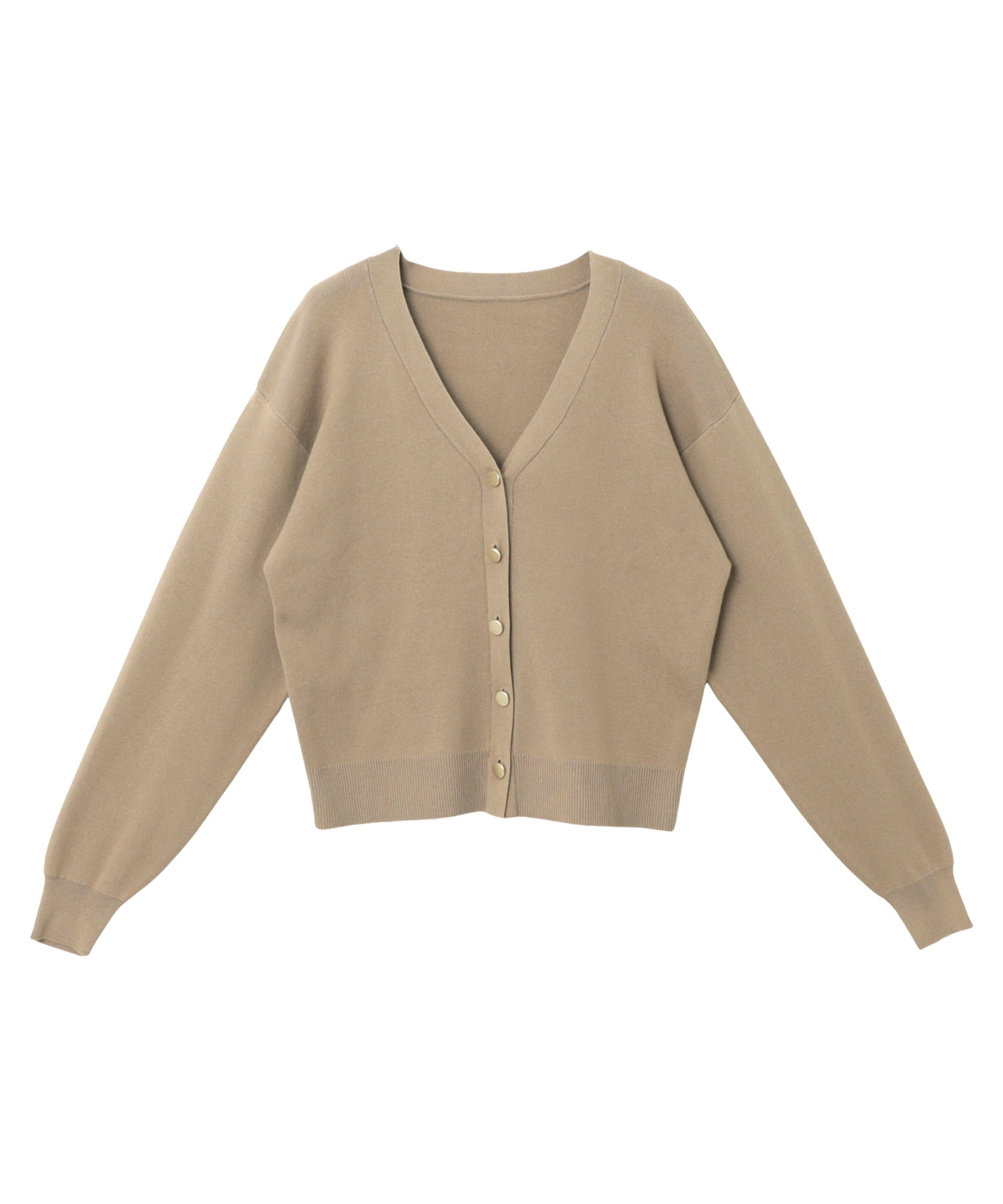 アンドミー andme メタルボタン 長袖 Vネック ニット カーディガン (ベージュ) ベージュ