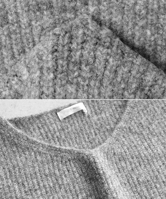 アンドミー andme 同色 マフラー付き ニット トップス (ブラック) ブラック