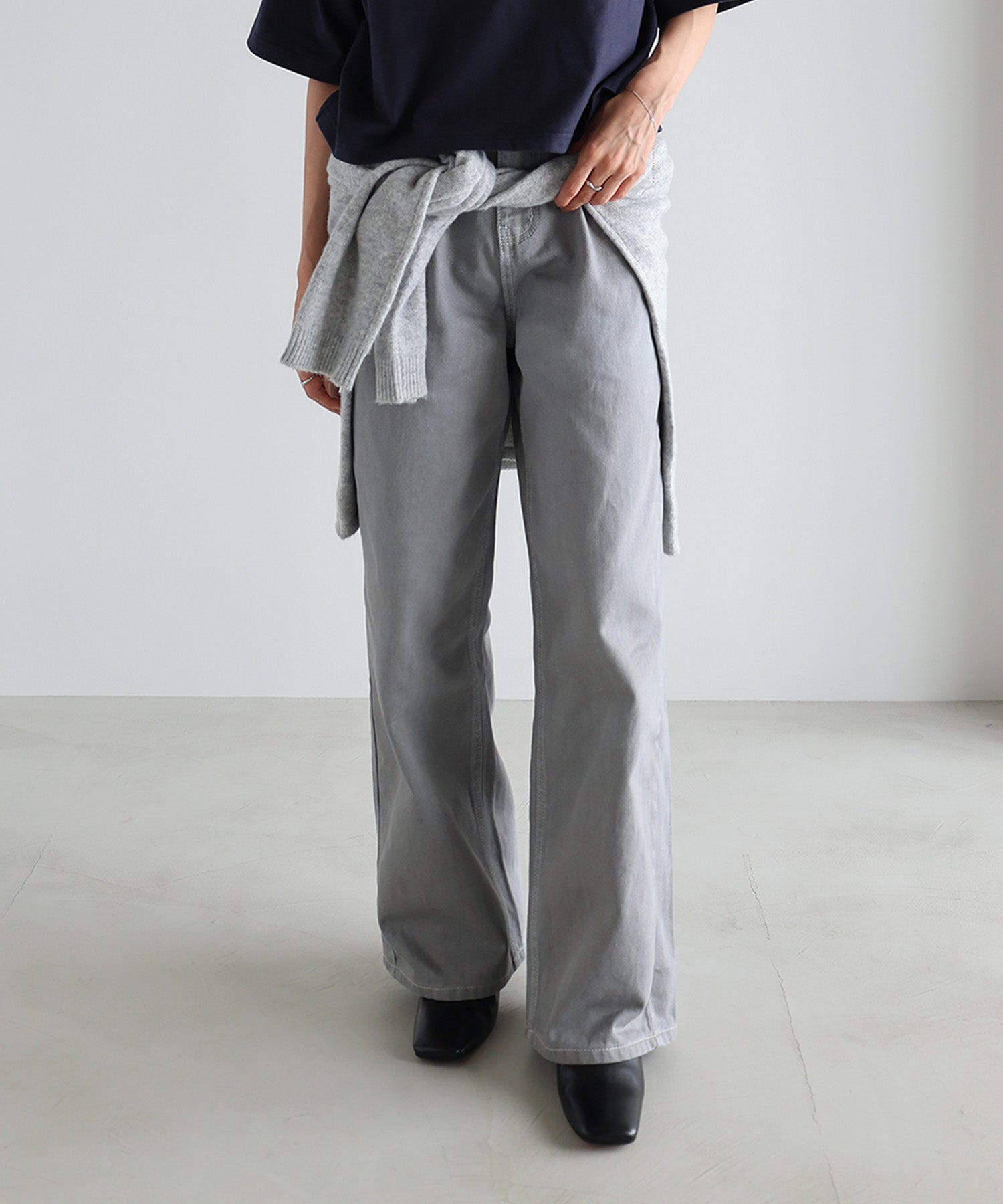 アンドミー andme ツイル カーブ パンツ【4サイズ展開 S/M/L/XL】evernavy エバーネイビー (アイスグレー) アイスグレー