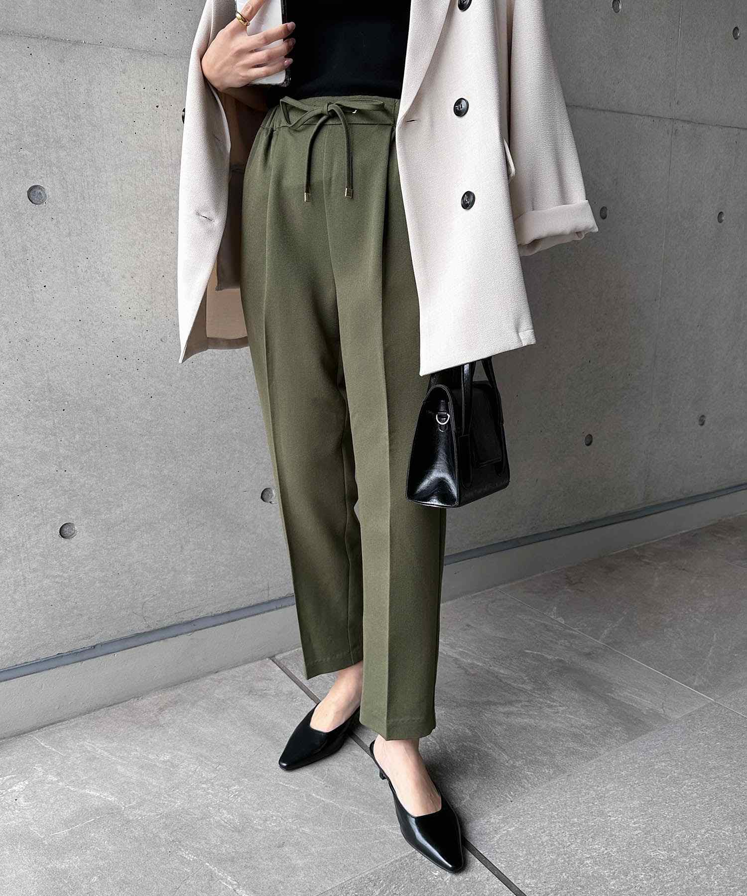andme drawstring tapered pants with elastic waist 