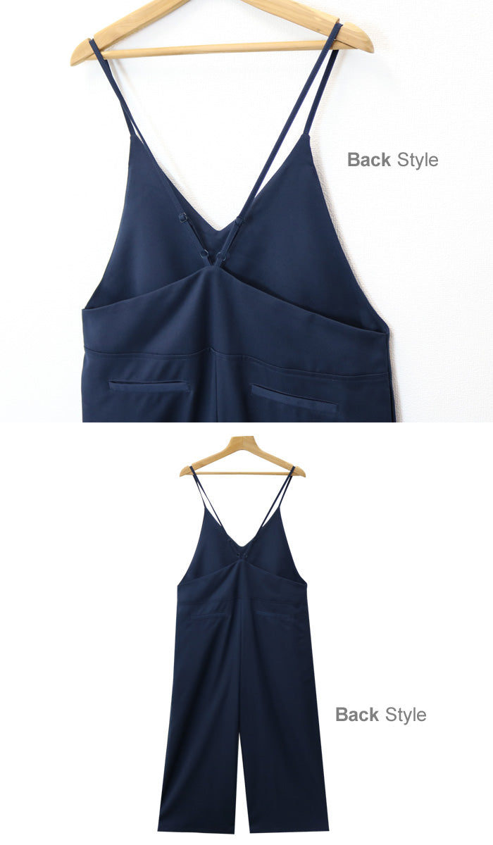 アンドミー andme キャミ サロペット Vネック ワイドパンツ オールインワン キャミソール ワンピース マタニティ