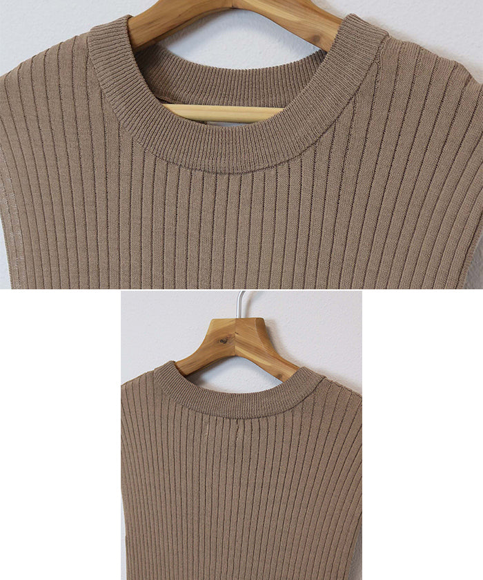 アンドミー andme リブニットノースリーブペプラムトップス (ブラック) ブラック