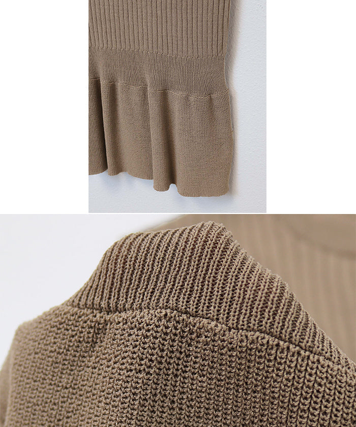 アンドミー andme リブニットノースリーブペプラムトップス (ブラック) ブラック