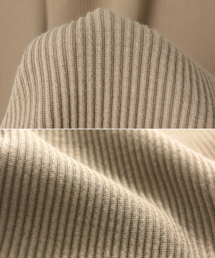 アンドミー andme カットリブセミフレアパンツ ウエストゴム