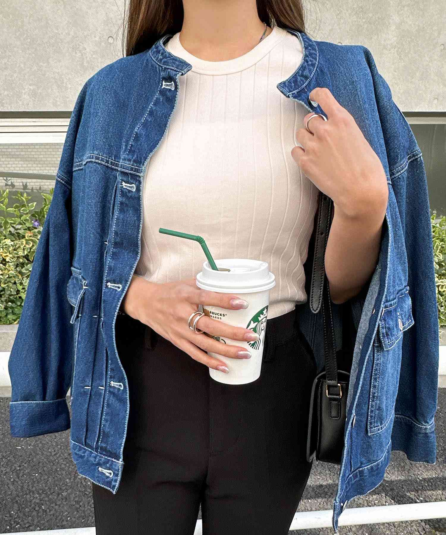 アンドミー andme コットンフライスワイドリブノースリーブトップス タンクトップ