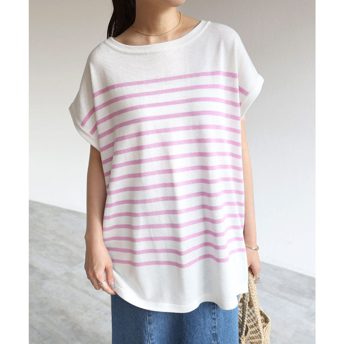 Andmy andme面板邊界法國袖子編織頂