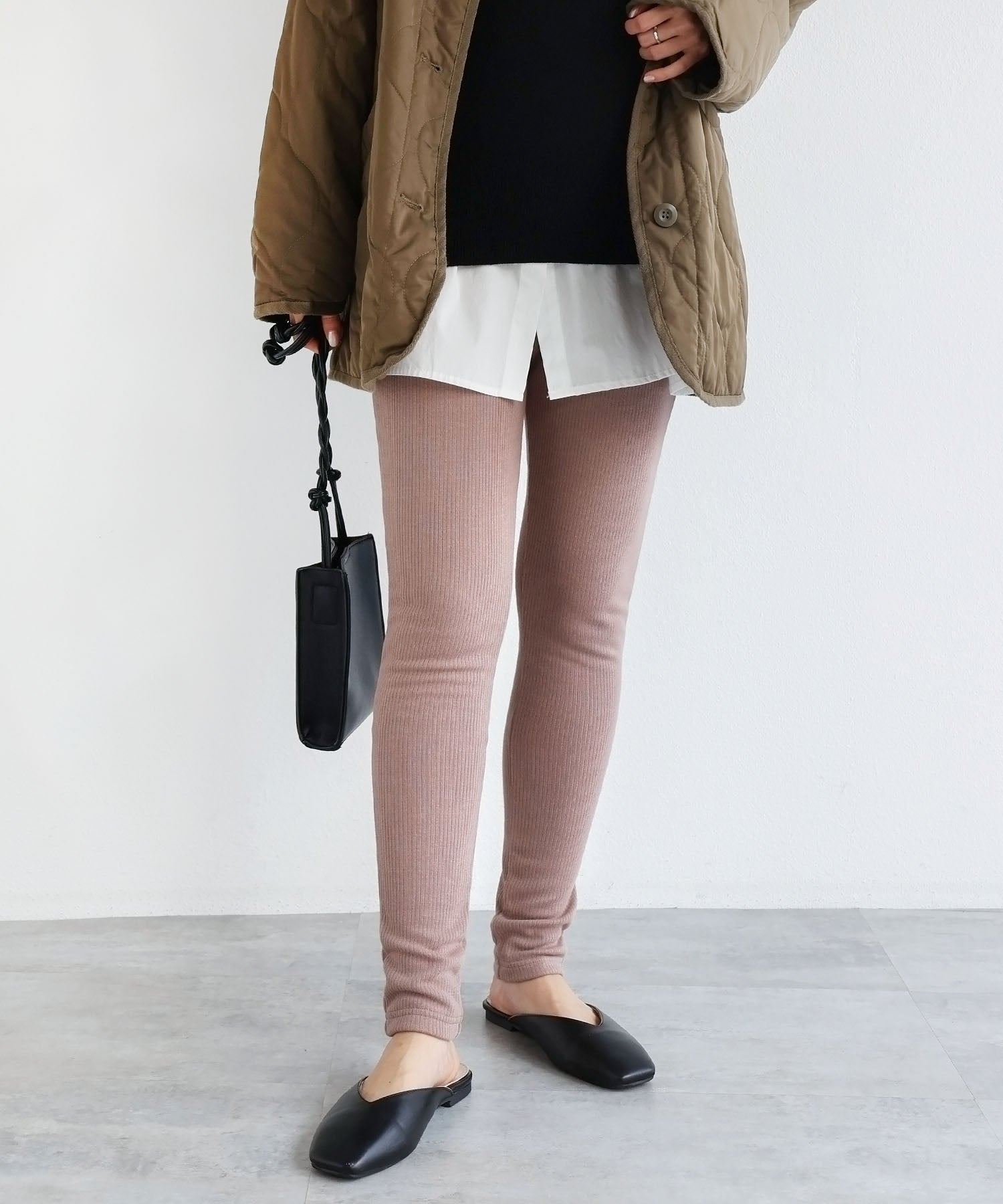 Andme Fleece-lined Needle-punched Teleco Leggings Pants