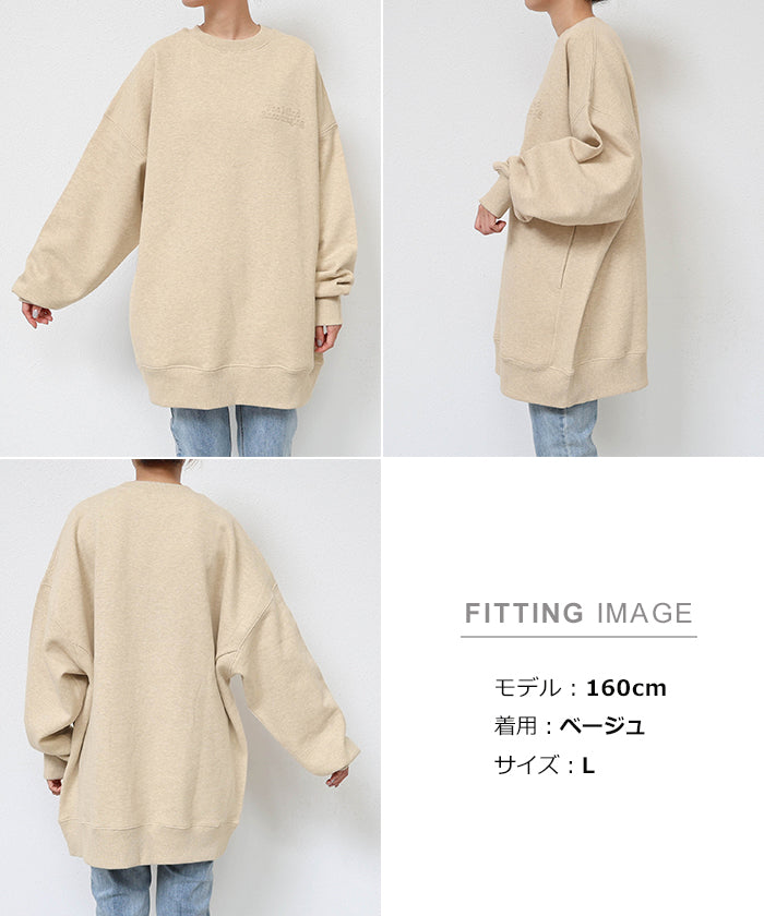 アンドミー andme 裏起毛 ロゴ刺繍 スウェット プルオーバー オーバーサイズ