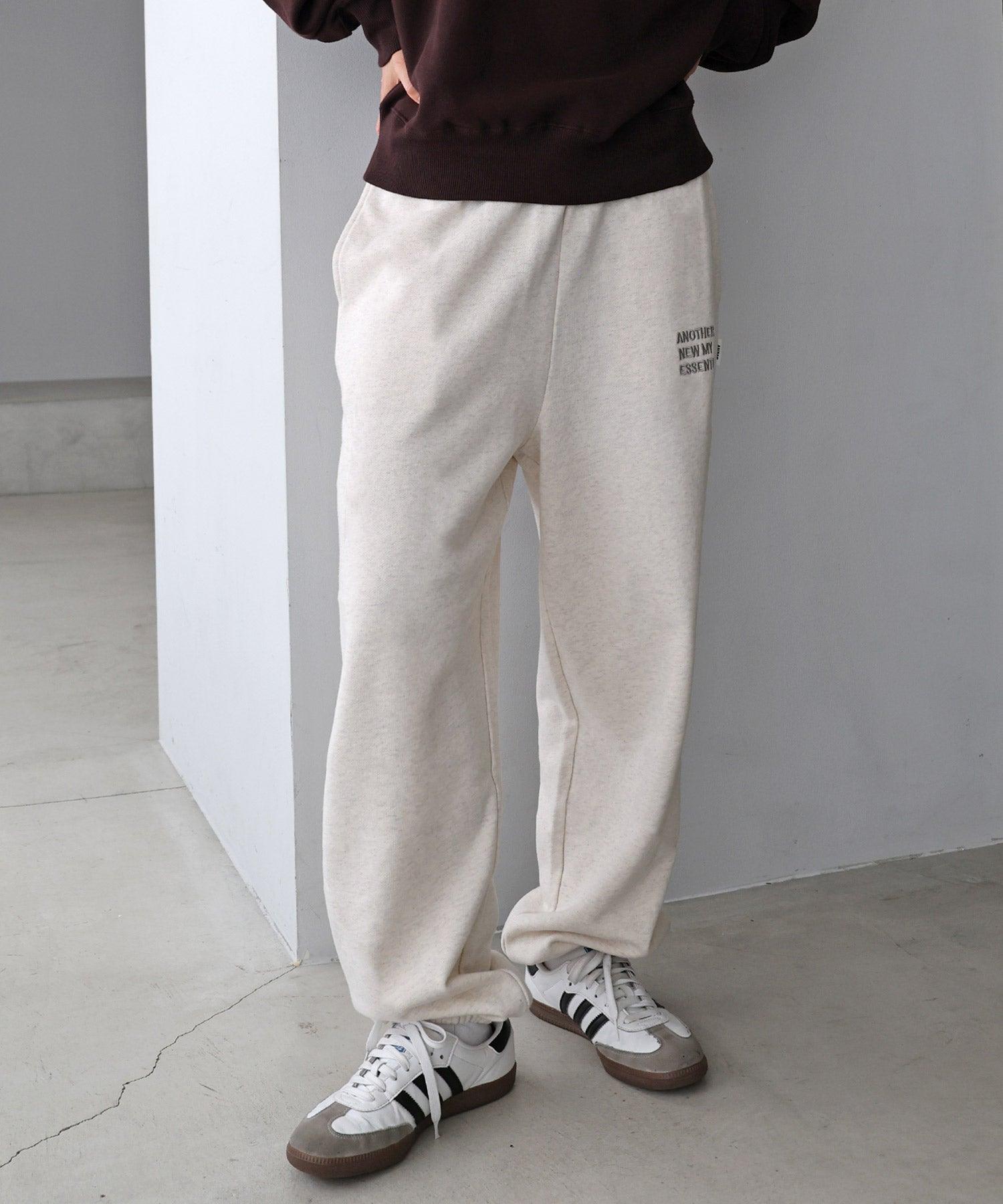 アンドミー andme ANME ロゴ刺繍入り 裏毛 スウェット パンツ (アイボリー杢) アイボリー杢