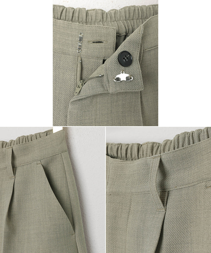 Andme linen-like knee slit slacks pants