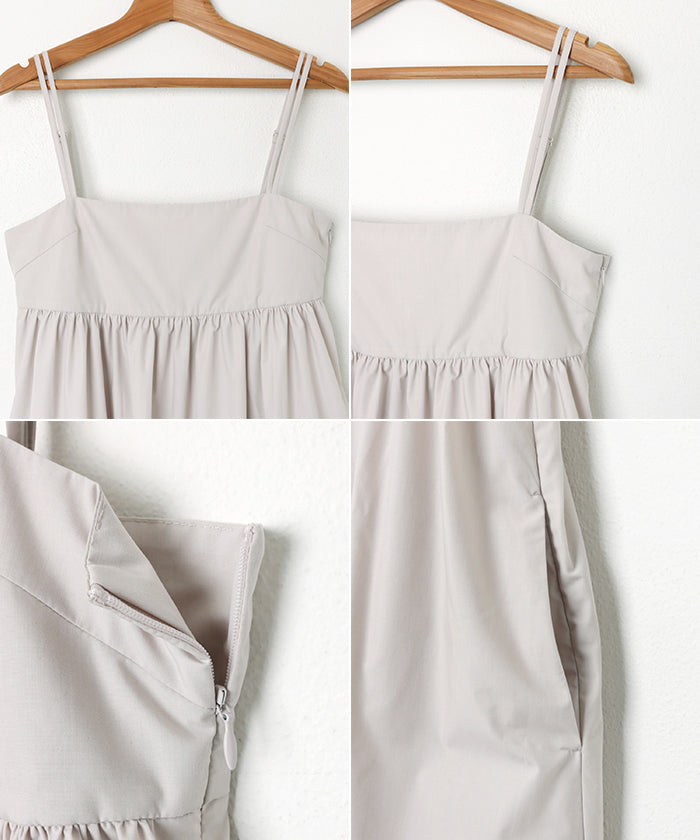 アンドミー andme タイプライター ギャザー キャミ ワンピース (グレージュ) グレージュ