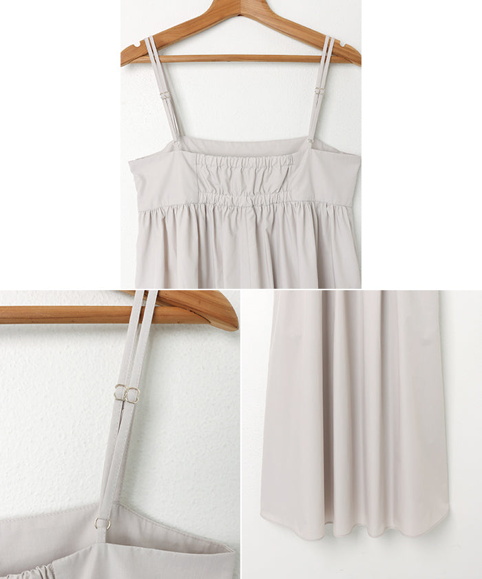 アンドミー andme タイプライター ギャザー キャミ ワンピース (グレージュ) グレージュ