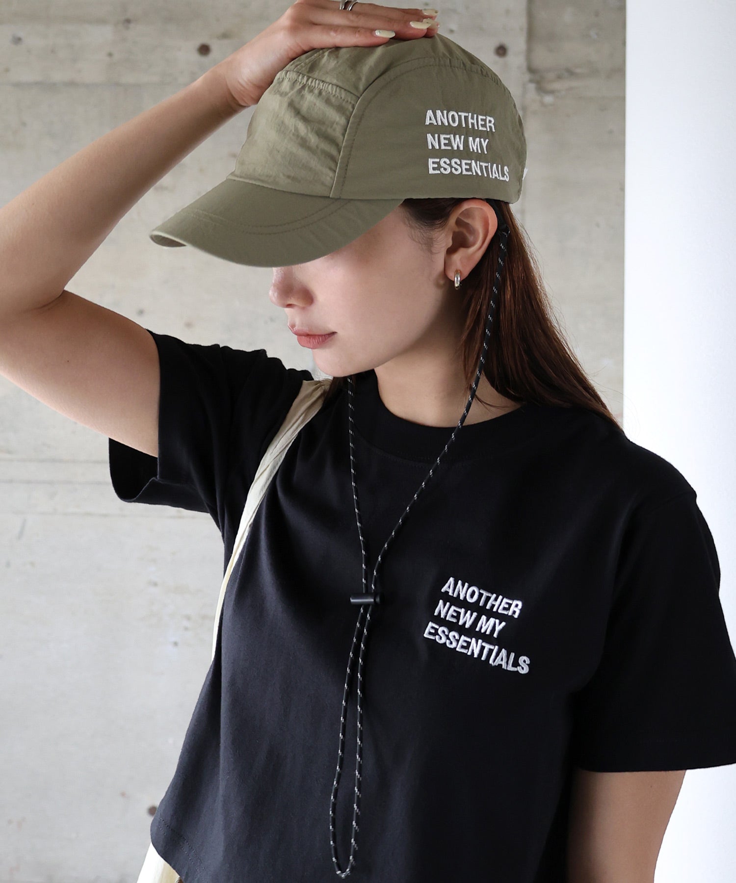 アンドミー andme ANMEロゴ刺繍 UV 接触冷感 ナイロンキャップ (ライトカーキ) ライトカーキ