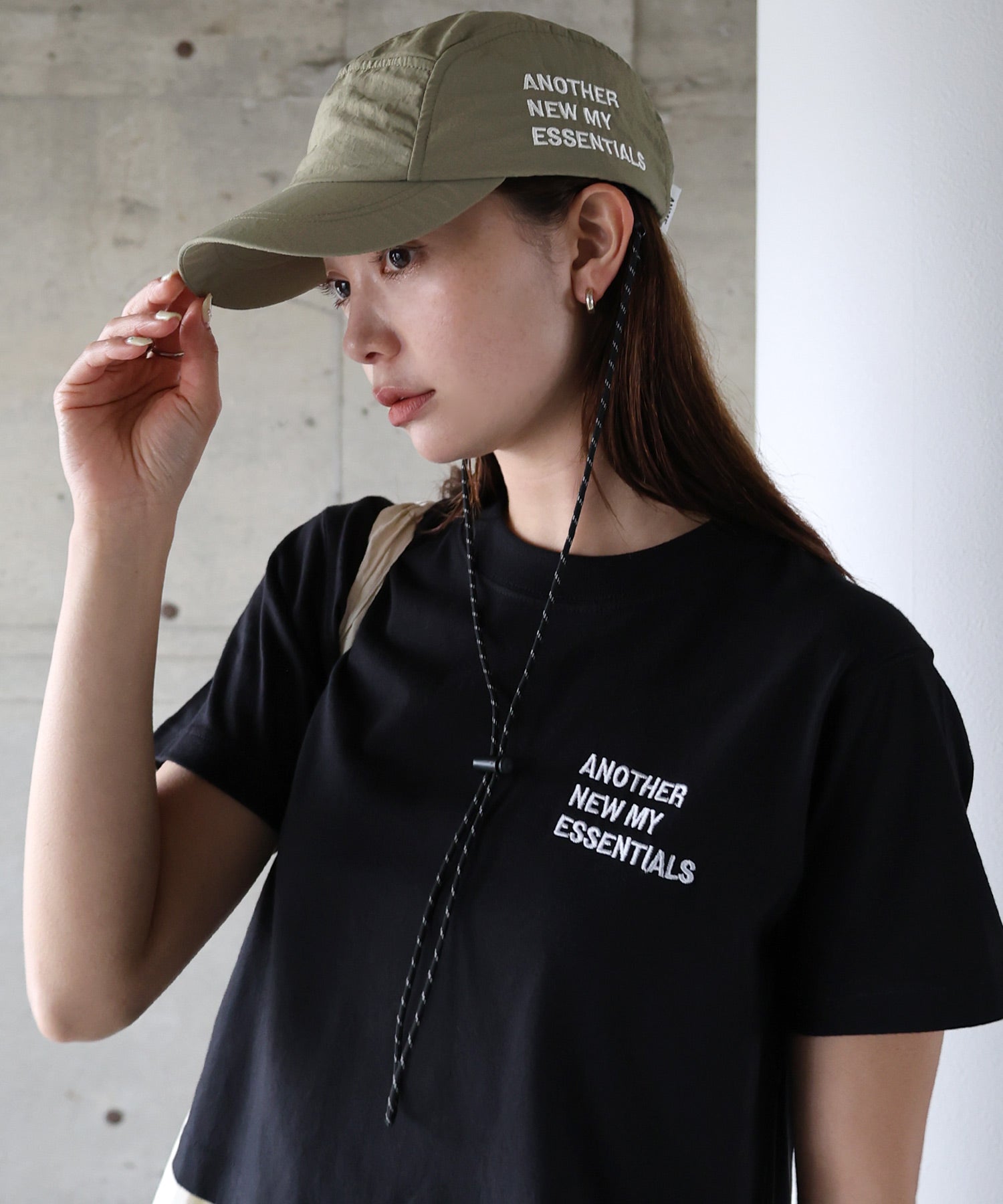 アンドミー andme ANMEロゴ刺繍 UV 接触冷感 ナイロンキャップ (ライトカーキ) ライトカーキ