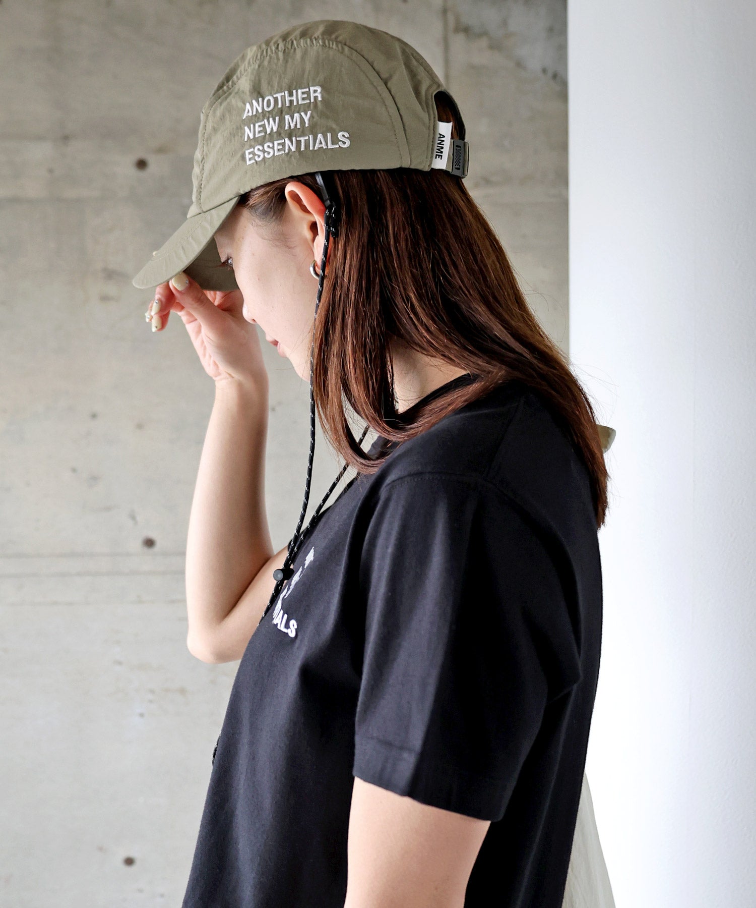 アンドミー andme ANMEロゴ刺繍 UV 接触冷感 ナイロンキャップ (ライトカーキ) ライトカーキ