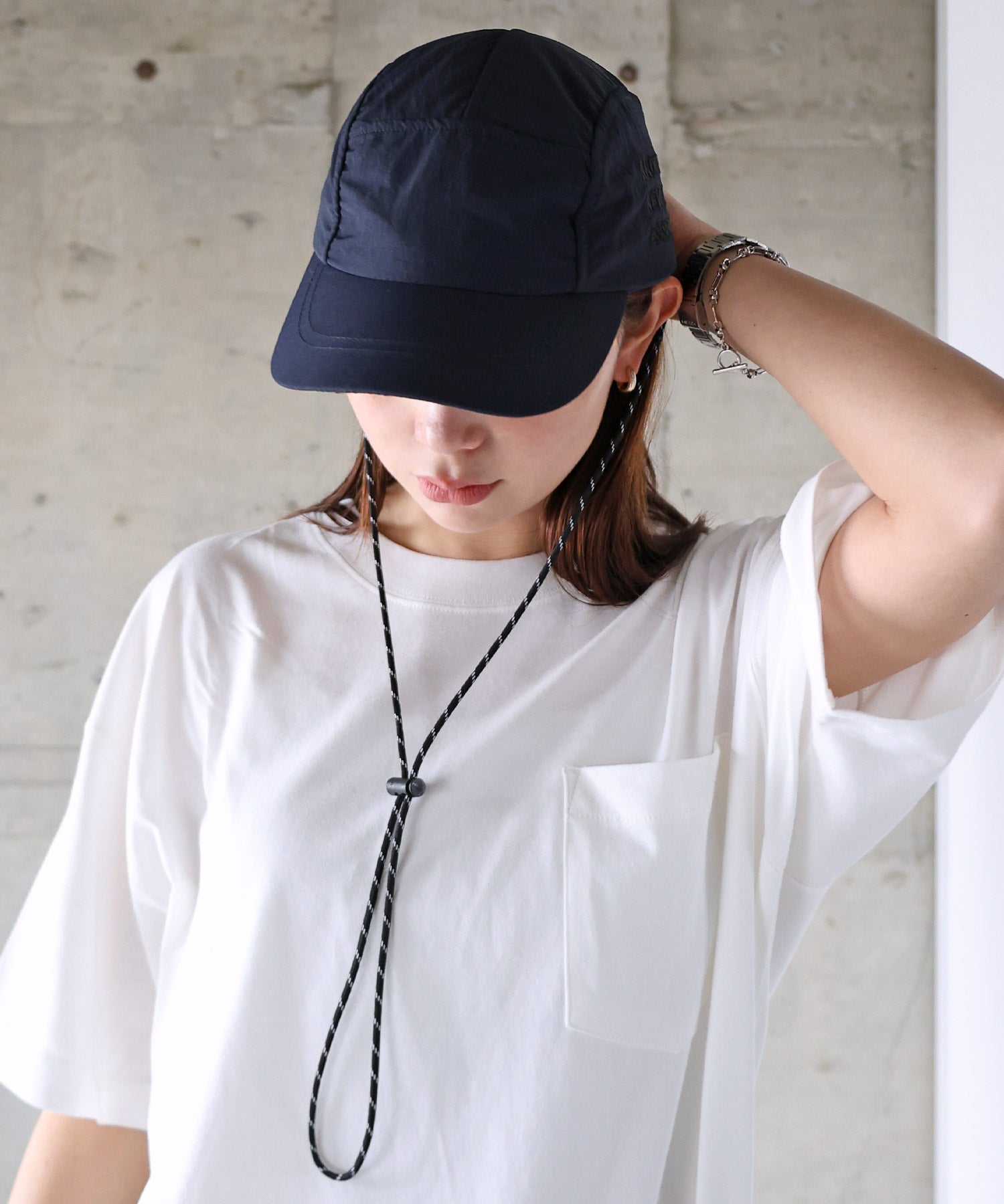 アンドミー andme ANMEロゴ刺繍 UV 接触冷感 ナイロンキャップ (ネイビー) ネイビー