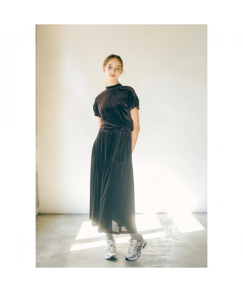 アナナ anana anana カットソー a19-054 半袖 ベロア ハイネック (BLK/ブラック) BLK/ブラック