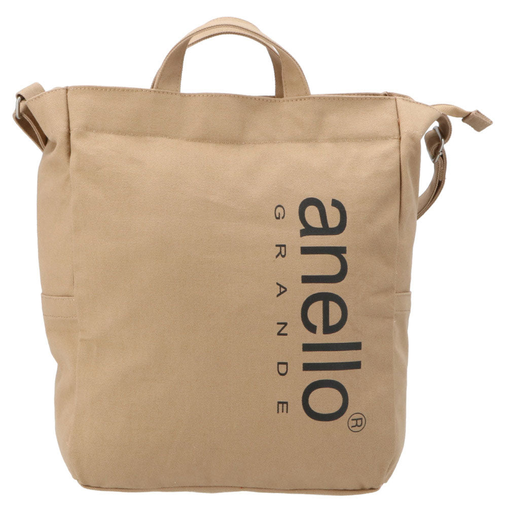 アネログランデ anello GRANDE アネログランデ コットンキャンバスCT BIGロゴ2WAYトート GI-H2422,BE.ベージュ