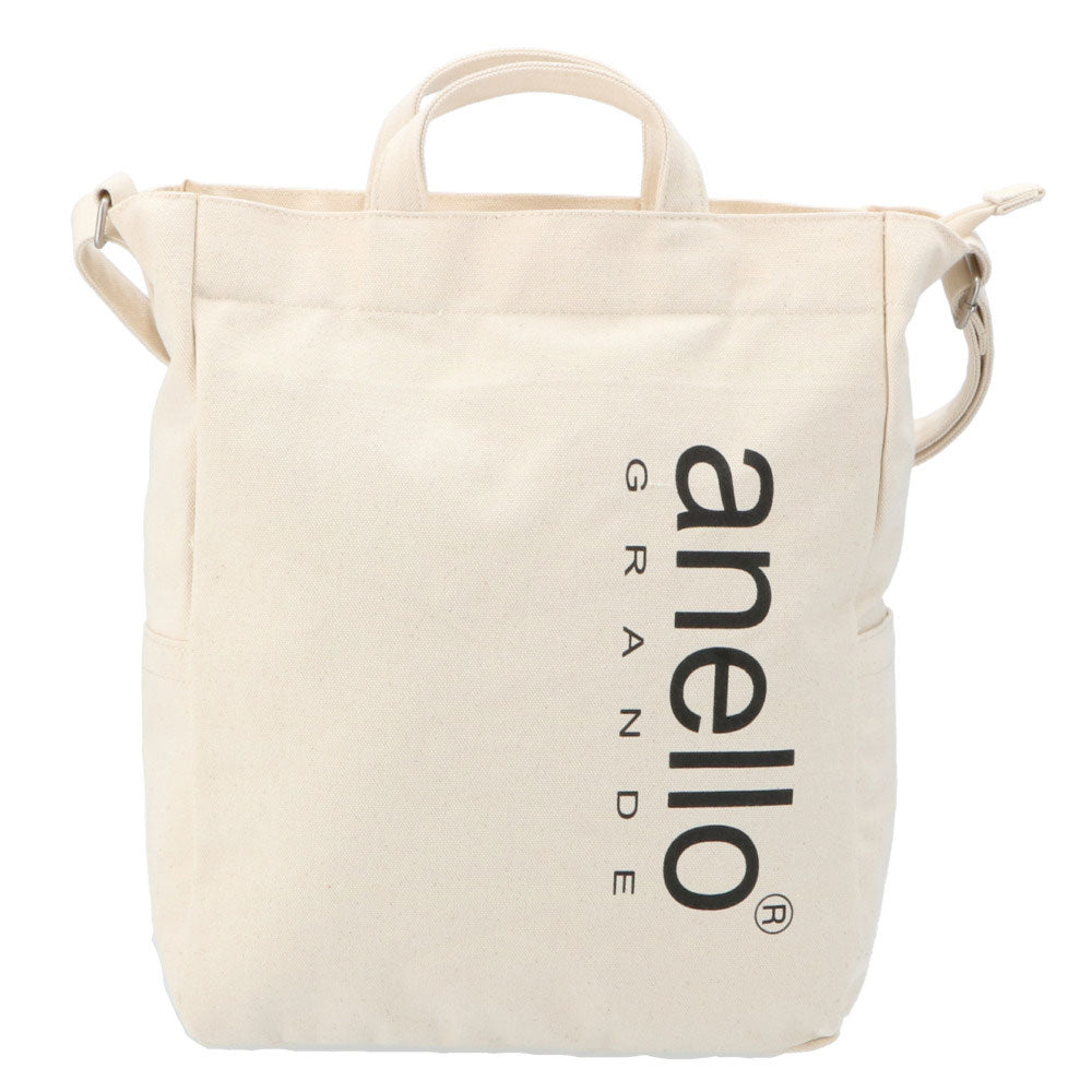 アネログランデ anello GRANDE アネログランデ コットンキャンバスCT BIGロゴ2WAYトート GI-H2422,IV.アイボリー