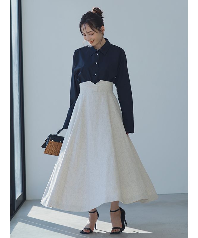 アニュアンス anuans リネンサーキュラースカート (BEIGE) BEIGE